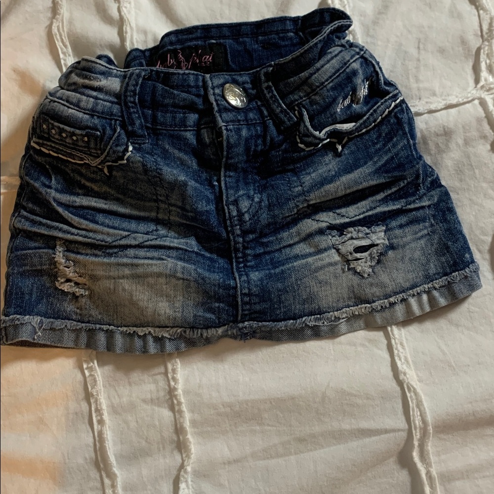 Baby phat Distressed Denim Mini Skirt